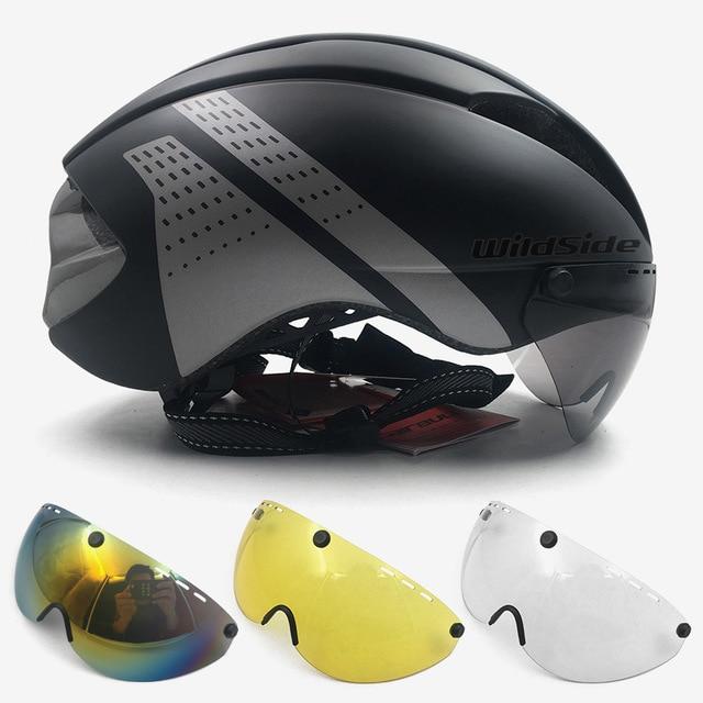 Black-Silver Aero Cycling Helmet With Visors