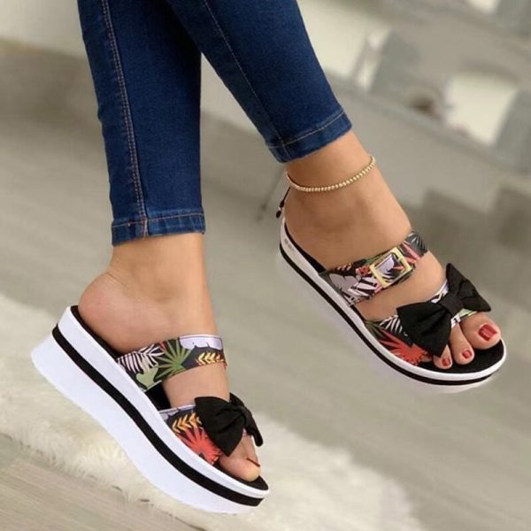 2022 NEW Women's Summer Fashion Bow Decoration Open Toe Sandals - Image 2
