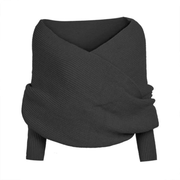 Knitted Wrap Scarf With Sleeves - Image 2