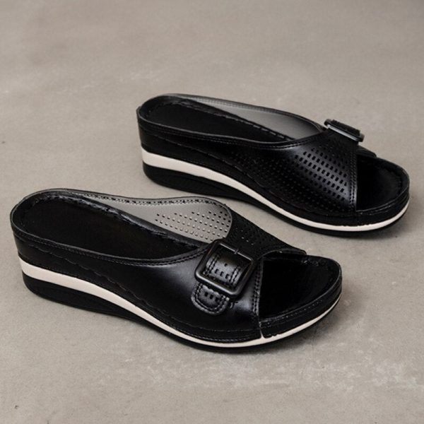 2022 NEW Women's Fashion Casual Buckle Wedge Slippers - Image 3