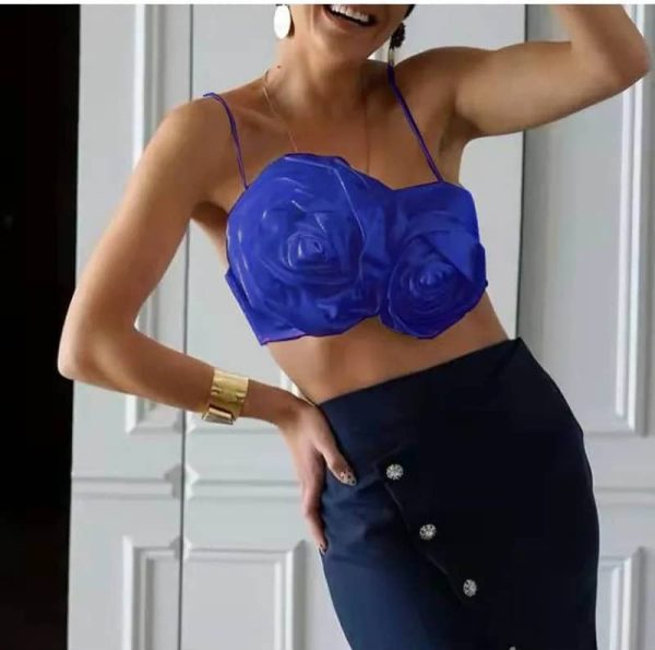 2022 NEW Women's Summer Fashion Satin Off Shoulder Crop Top - Image 7