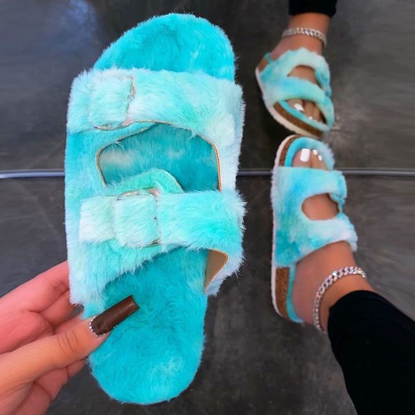 2022 NEW Women's Soft Plush Buckle Fluffy Slippers - Image 2