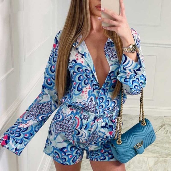 2022 NEW Women's Summer Boho Casual Flower Print Three-Pieces Set - Image 2