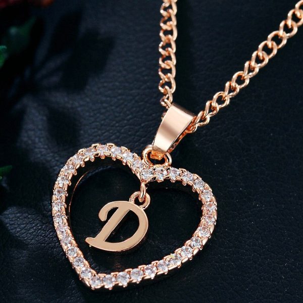 Heart Pendant Necklace With Initial Letter - Image 3