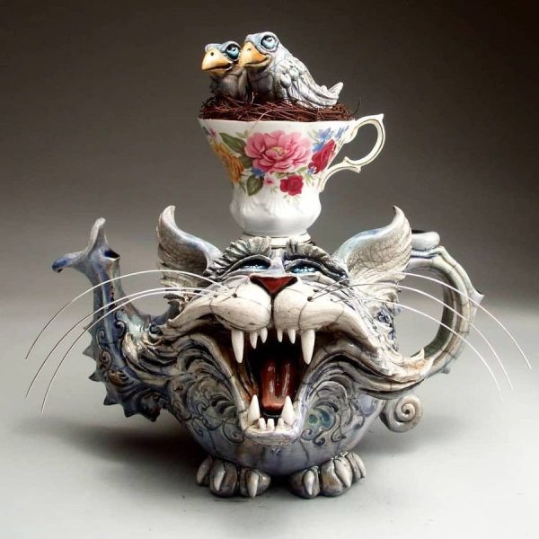 Handmade Art Cat Teapot - Image 5