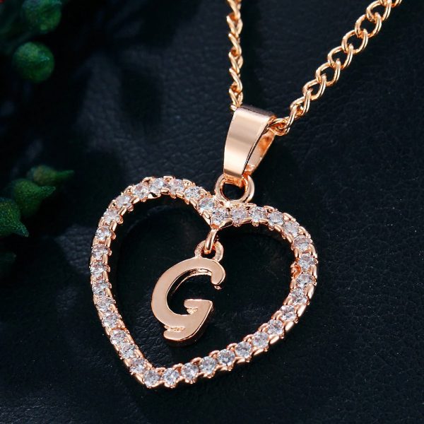 Heart Pendant Necklace With Initial Letter - Image 9