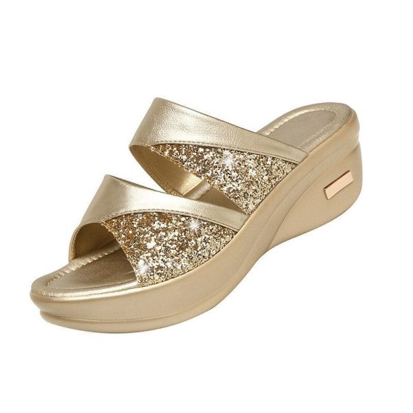 2022 NEW Summer Glitter PU Wedge Platform Sandals - Image 2