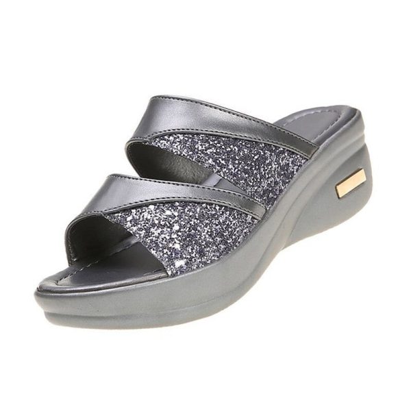 2022 NEW Summer Glitter PU Wedge Platform Sandals - Image 3