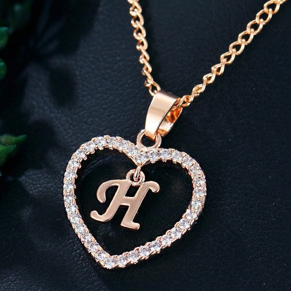Heart Pendant Necklace With Initial Letter - Image 4