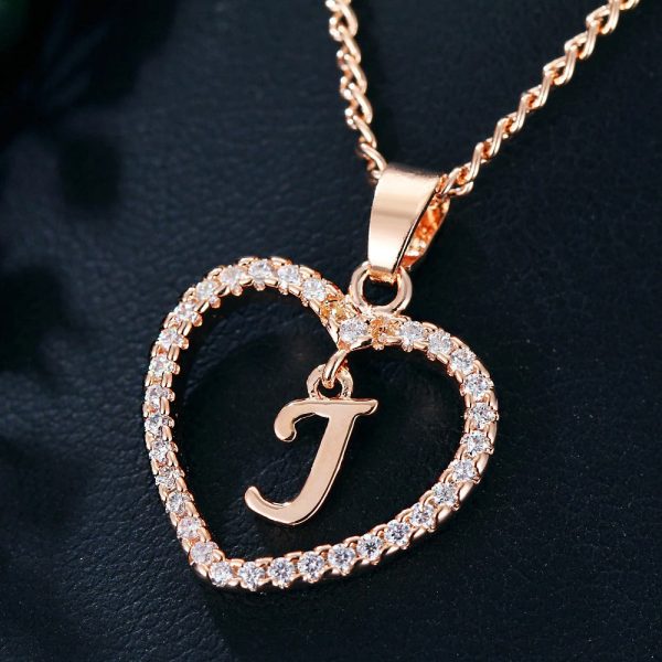 Heart Pendant Necklace With Initial Letter - Image 8