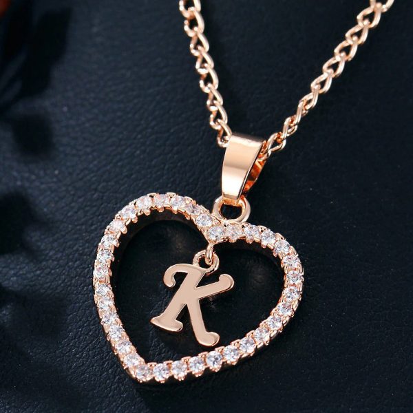 Heart Pendant Necklace With Initial Letter - Image 10