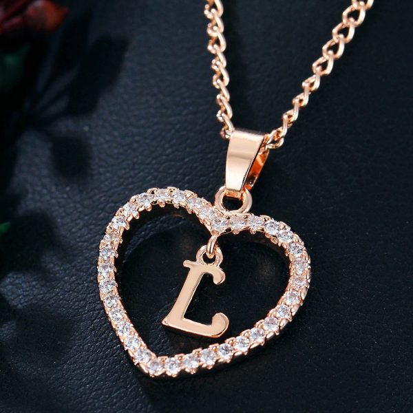 Heart Pendant Necklace With Initial Letter - Image 13