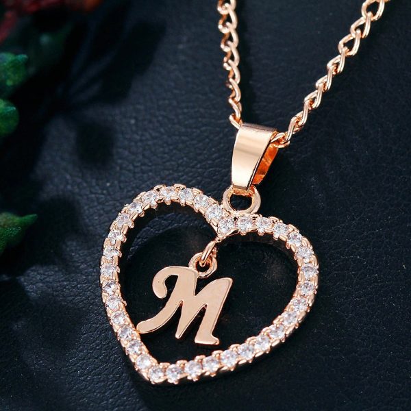 Heart Pendant Necklace With Initial Letter - Image 15