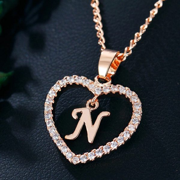 Heart Pendant Necklace With Initial Letter - Image 11