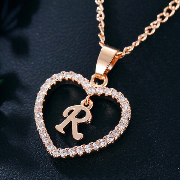 Heart Pendant Necklace With Initial Letter - Image 17