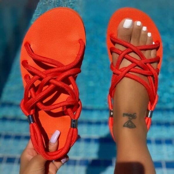 2022 NEW Women's Summer Flat Hemp Rope Beach Sandals - Image 3