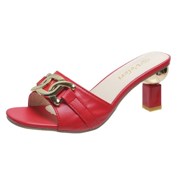 2022 NEW Women's Summer Fashion Sandals With Golden Metal Chain - Image 6