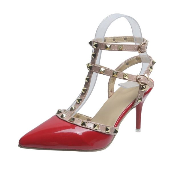 2022 NEW Women's High Heels Pump Rivets Strap Platform Sandals - Image 3