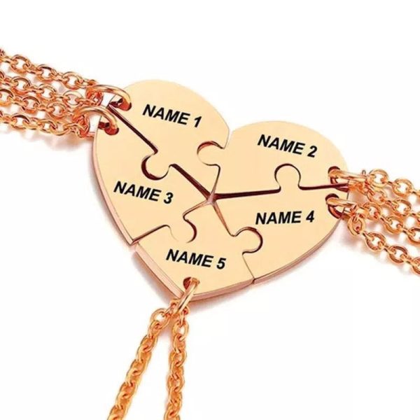 Personalized Heart Pendant Puzzle Necklace - Image 10