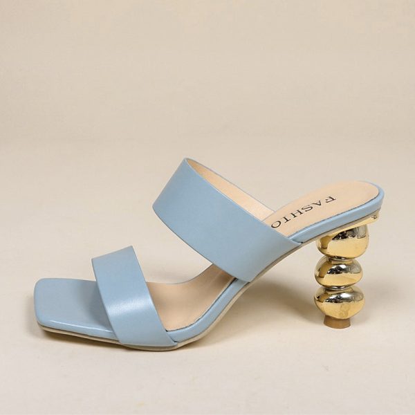 2022 NEW Women's Elegant Square Toe Slip-On High Heels Sandals - Image 5