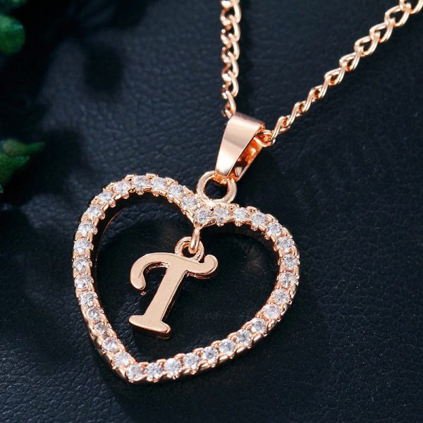 Heart Pendant Necklace With Initial Letter - Image 18