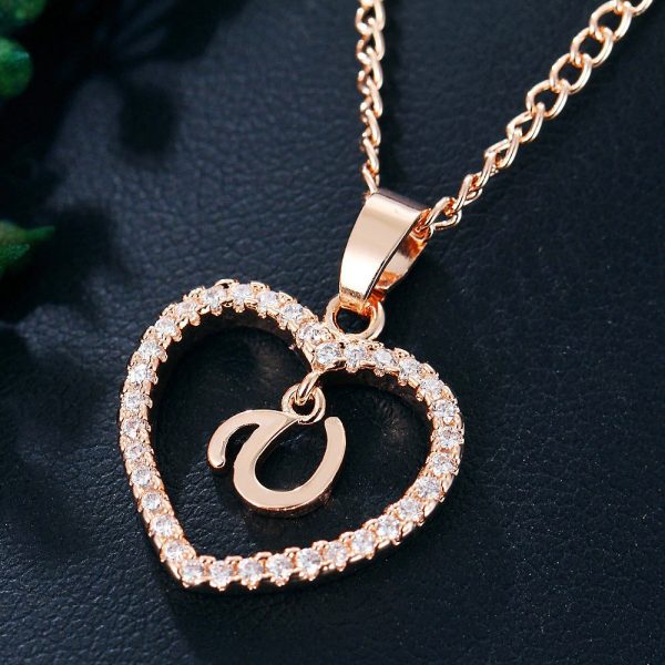 Heart Pendant Necklace With Initial Letter - Image 19