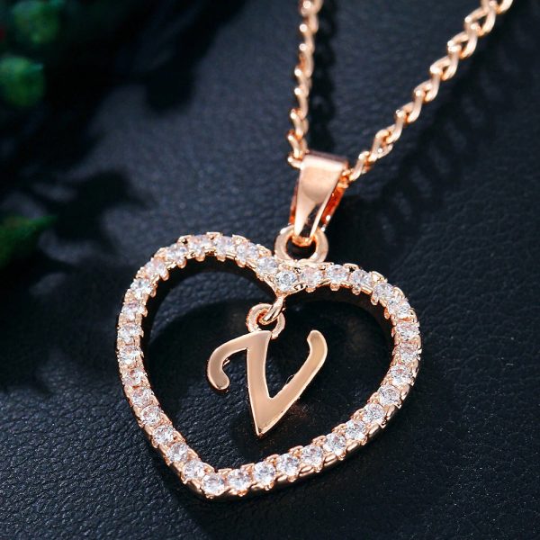 Heart Pendant Necklace With Initial Letter - Image 20