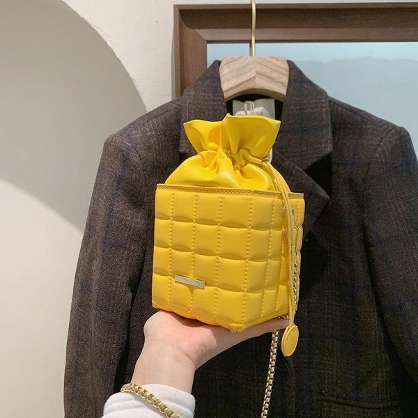2022 NEW Women's Fashion Quilted Drawstring Bucket Bag - Image 5