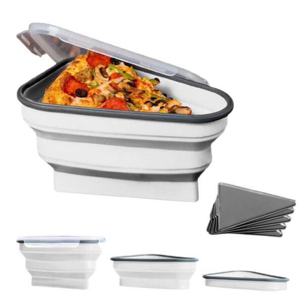 main image4silicone reusable portable triangle pizza pack lunch box foldable triangular storage container slice kitchen tools collapsible