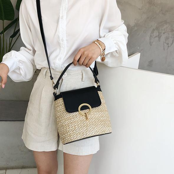 Small Straw Bucket Bag