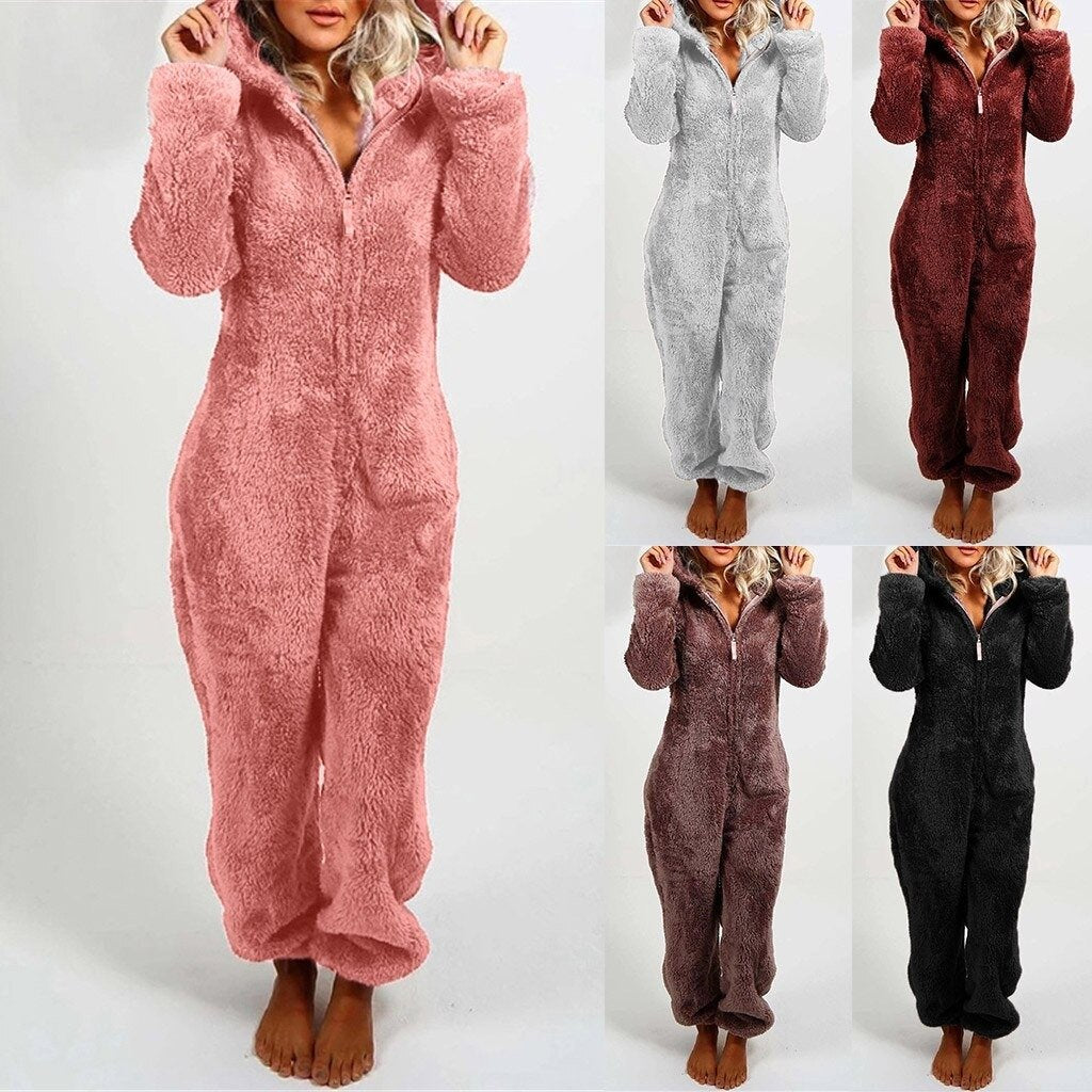 Plush Hooded Jumpsuit