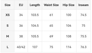 product size (cm)