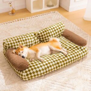 retro green lattice pet sofa bed 100