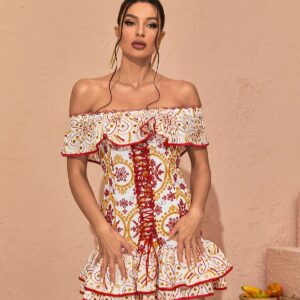 amabel off shoulder ruffle mini dress 1