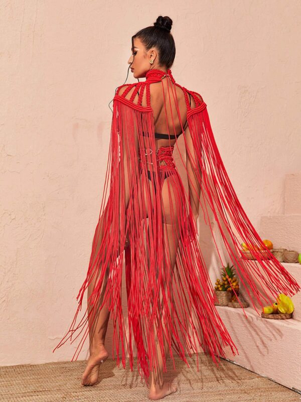 collins woven fringe set in red 2