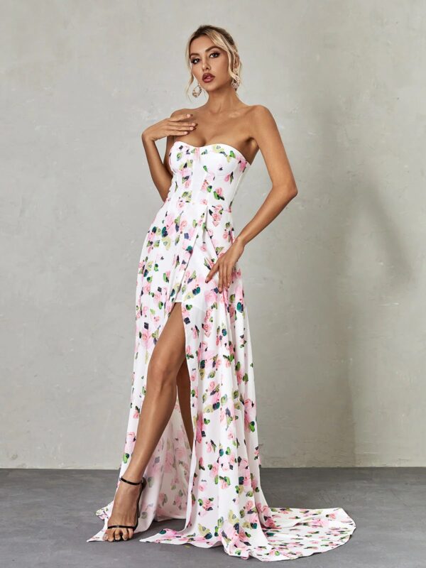 kizzy strapless floral split maxi dress 2