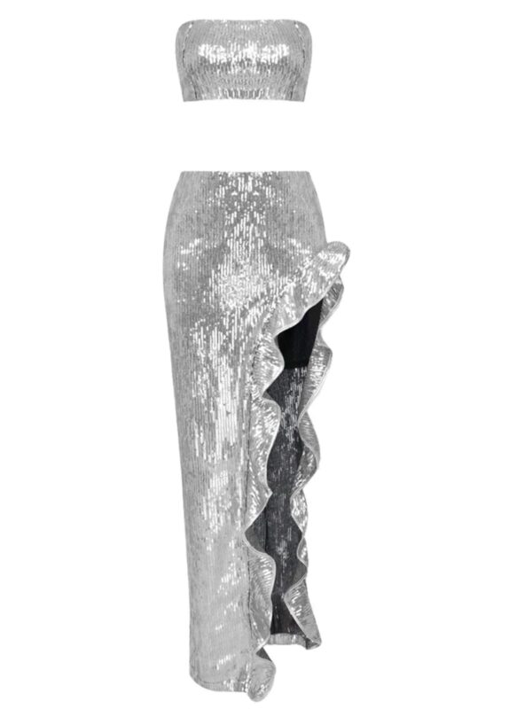 kole strapless ruffle sequin set 7