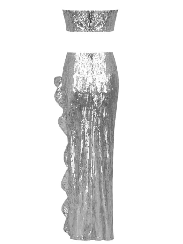 kole strapless ruffle sequin set 9