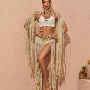 parker woven fringe set in beige 1