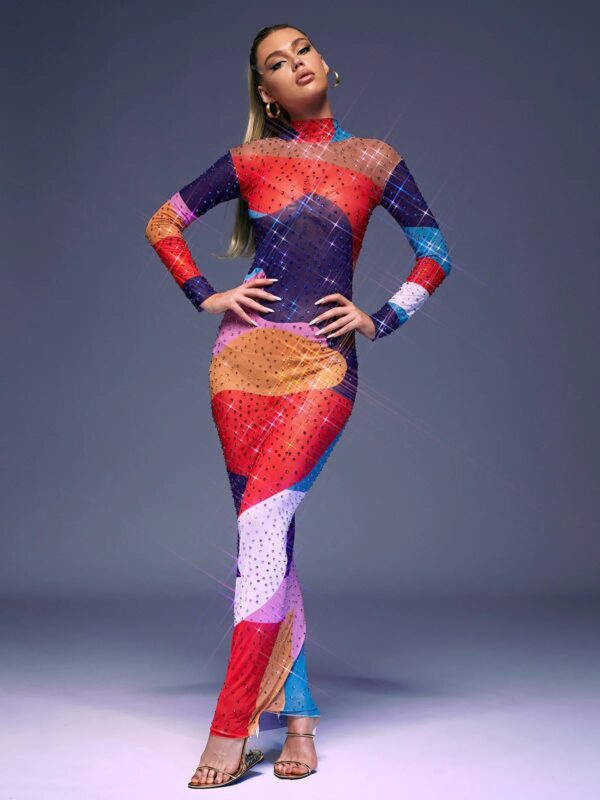 saanvi long sleeve multi rhinestone maxi dress 3