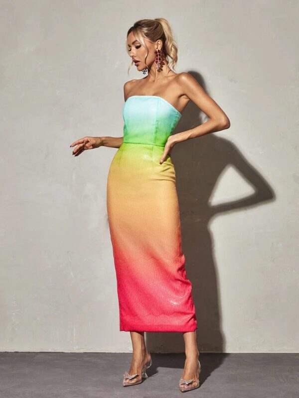 shanti strapless sequin rainbow maxi dress 2
