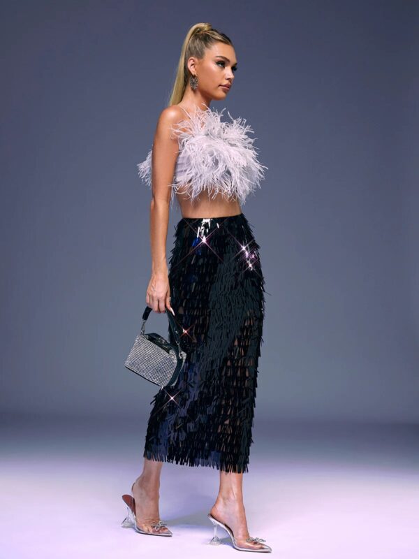 zion feather sequin skirt set 6