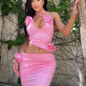 calista ruched rose mini dress 1
