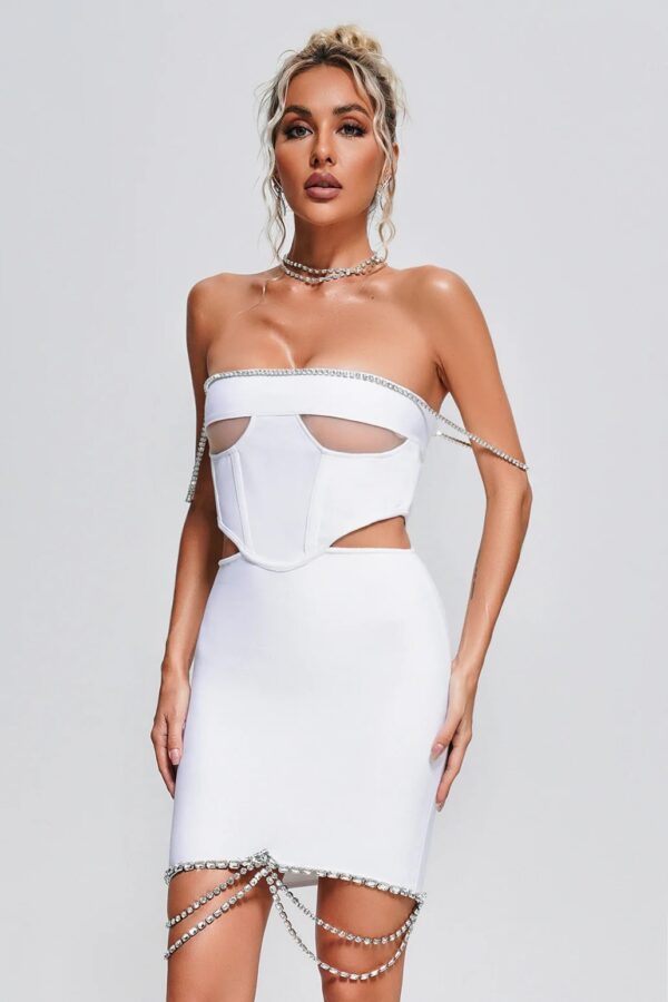 ezra off shoulder diamante mini bandage dress 4
