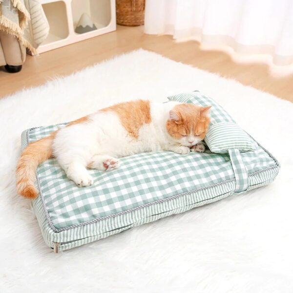 fashion checkered pattern washable dog & cat bed 2