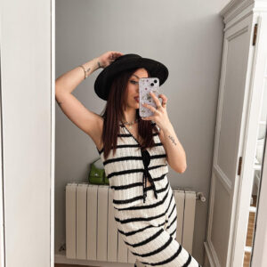 fashion stripe knitted two piece set 44