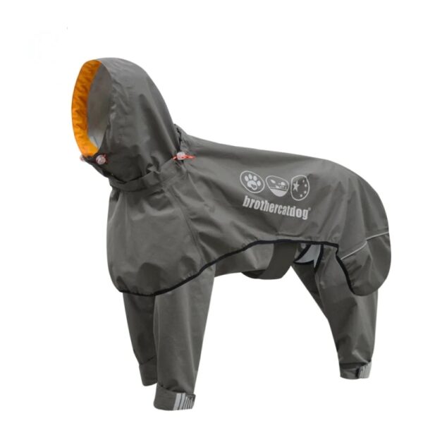 fully wrapped reflective dog raincoat with legs and hood 5