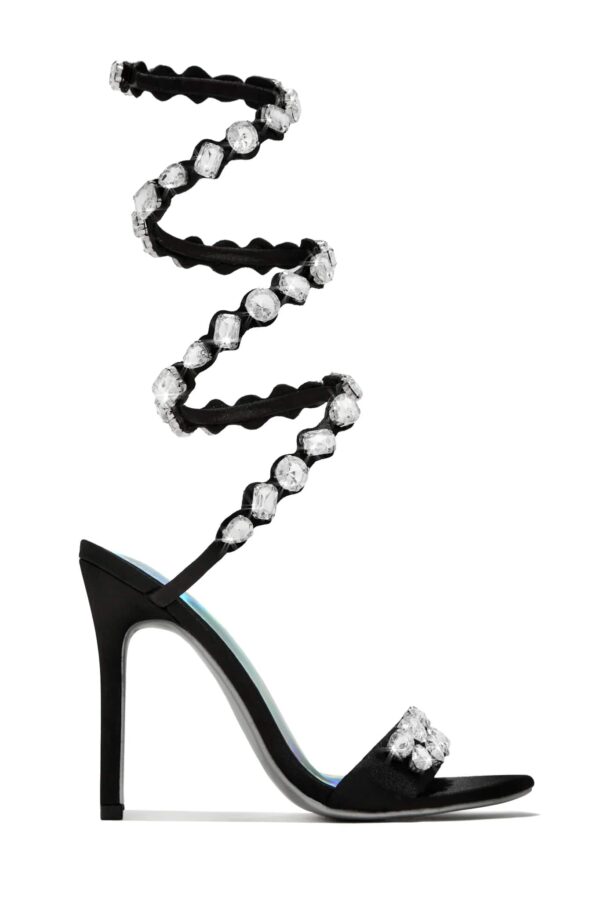 heiress black embellished around the ankle coil heels 1