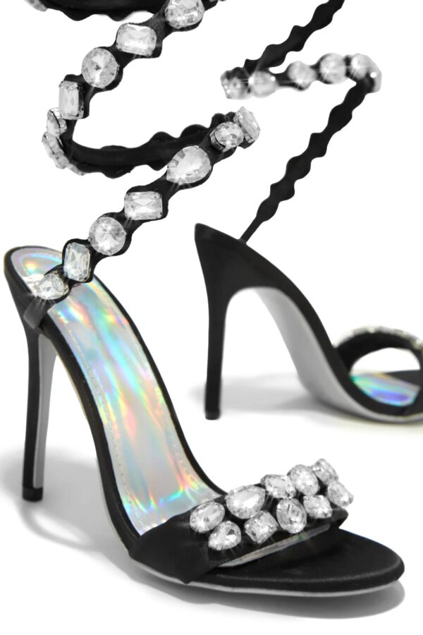 heiress black embellished around the ankle coil heels 2
