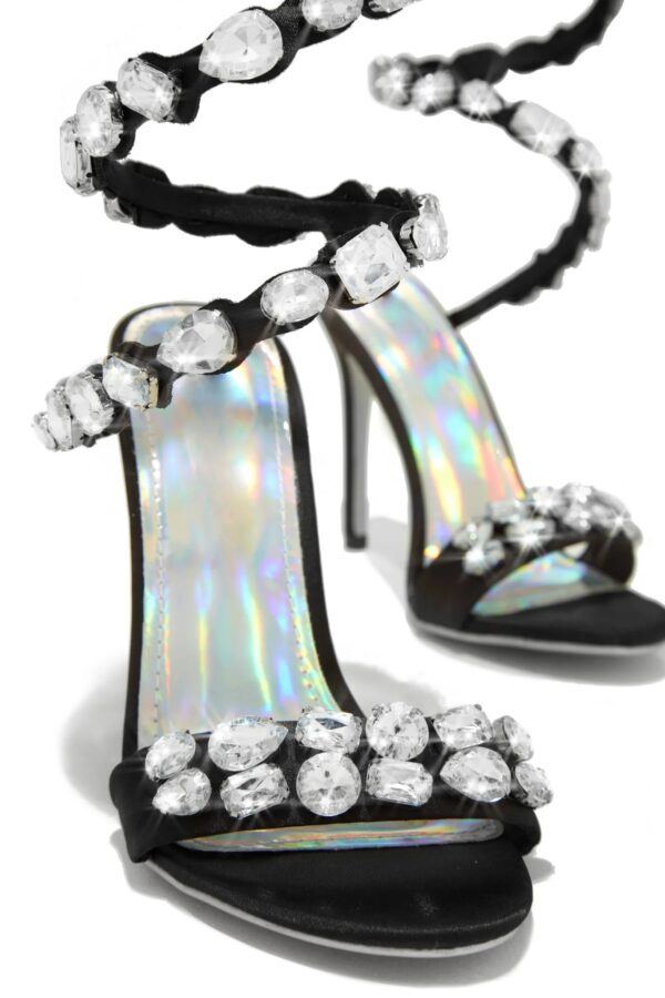 heiress black embellished around the ankle coil heels 3